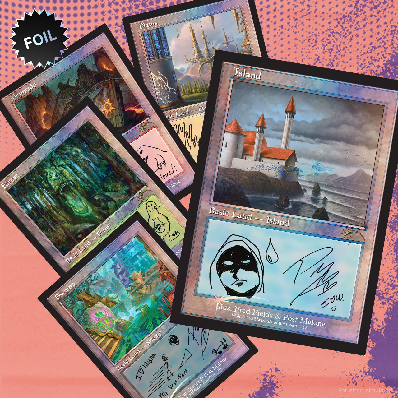 Magic: The Gathering TCG MTG - Secret Lair x Post Malone: The Lands - FOIL